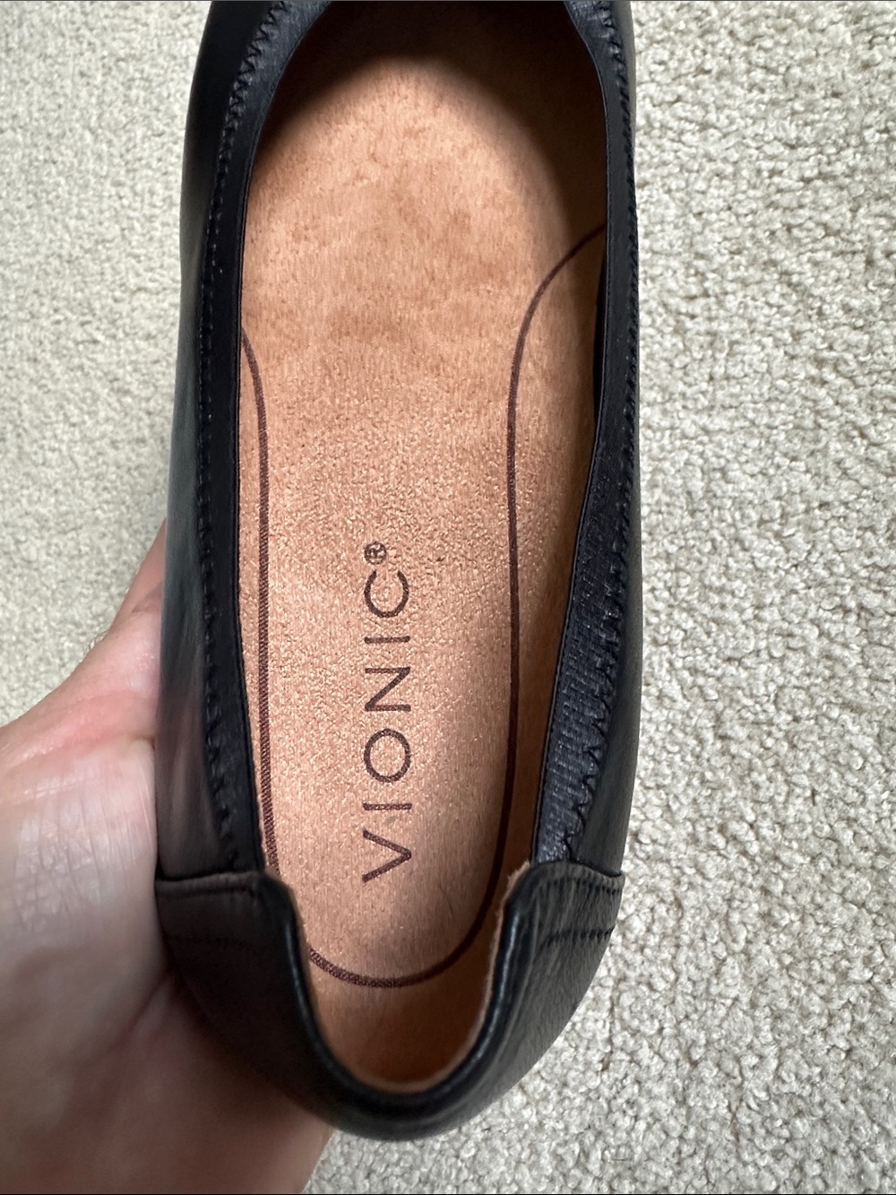 Vionic Caroll Black Women's Leather Ballet Flats - Picture 6 of 8